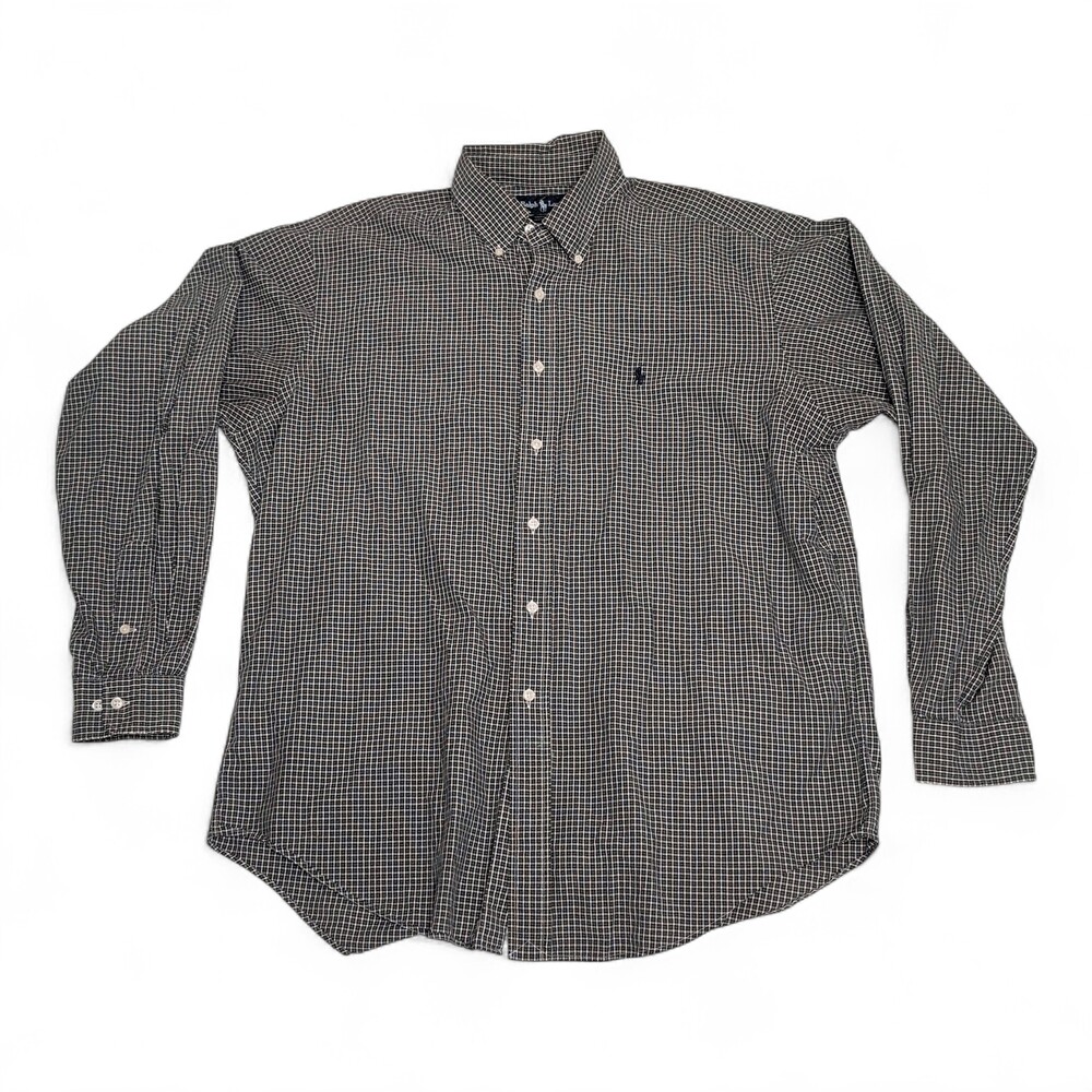 Ralph Lauren Men's Green Check Button-Down Shirt 16.5 Neck